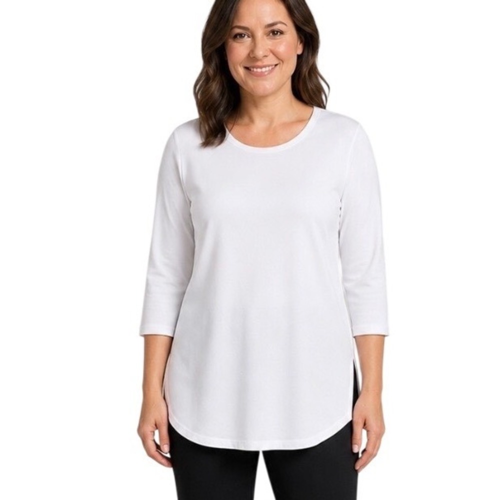 Sympli Go To Classic T Relax Size 18 White NWT 3/4‎ Sleeve Scoop Neck Tunic